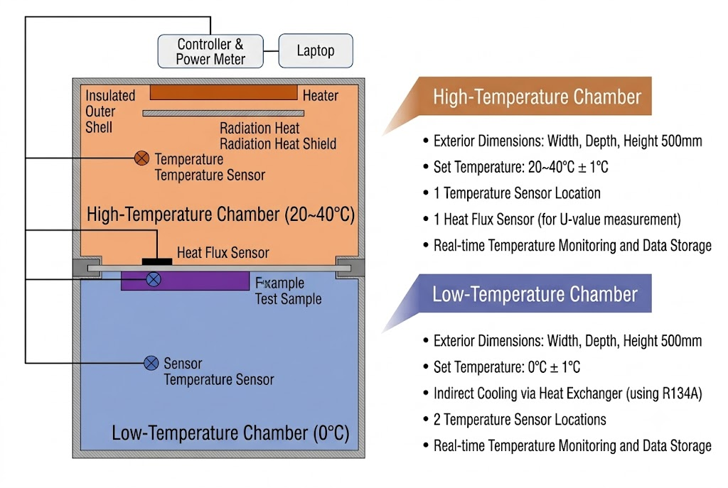 Thermal transmittance tester measurement structure